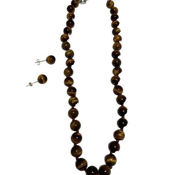Tigers Eye Necklace Earring Set - Picture 7 of 8